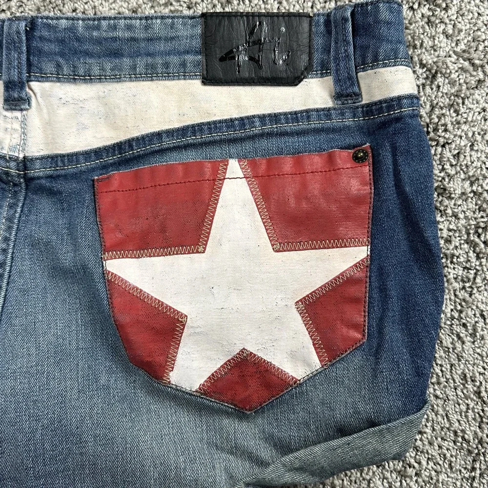 Authentic Icon Shorts Womens 30 Distressed Low Rise Y2K Rodeo Festival Sequin - Picture 13 of 16